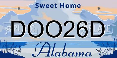 DOO26D Alabama License Plate