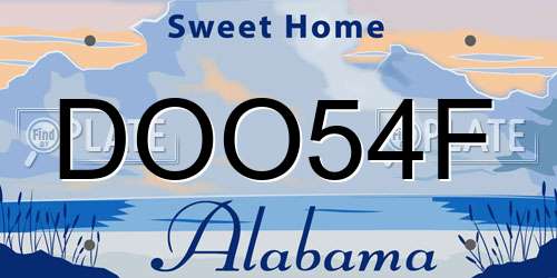 DOO54F Alabama License Plate