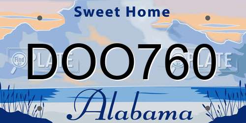 DOO760 Alabama License Plate