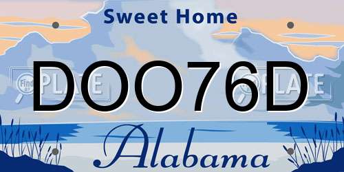DOO76D Alabama License Plate