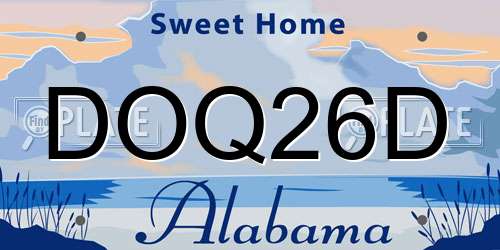 DOQ26D Alabama License Plate