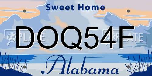 DOQ54F Alabama License Plate