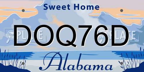 DOQ76D Alabama License Plate