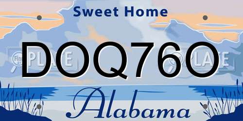 DOQ76O Alabama License Plate