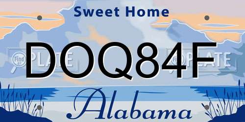 DOQ84F Alabama License Plate