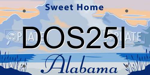 DOS25I Alabama License Plate