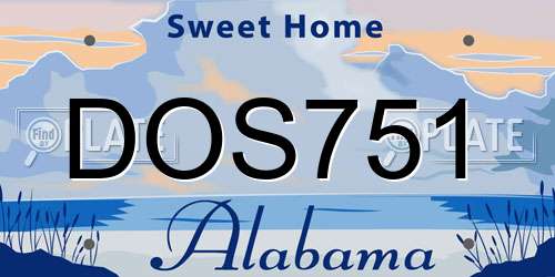DOS751 Alabama License Plate