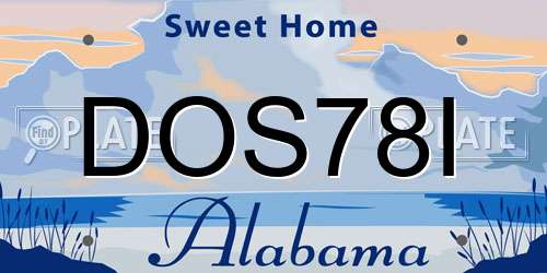 DOS78I Alabama License Plate