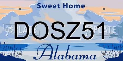 DOSZ51 Alabama License Plate