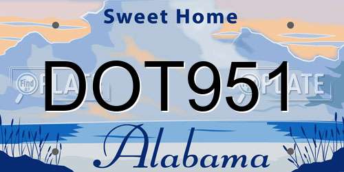DOT951 Alabama License Plate