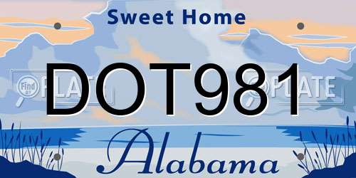 DOT981 Alabama License Plate