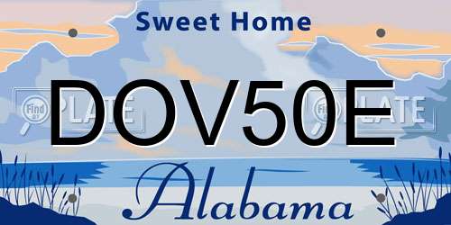 DOV50E Alabama License Plate