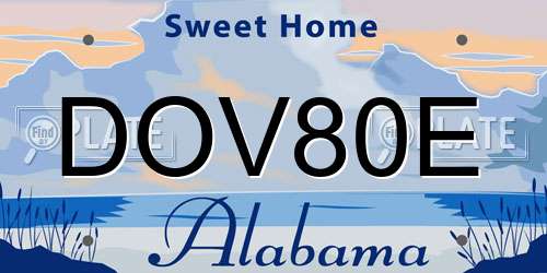 DOV80E Alabama License Plate