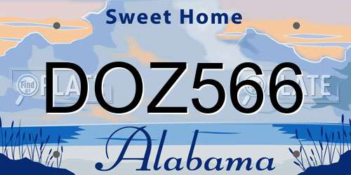 DOZ566 Alabama License Plate