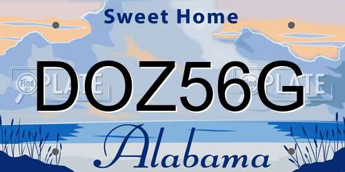 DOZ56G Alabama License Plate
