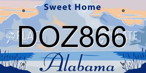 DOZ866 Alabama License Plate