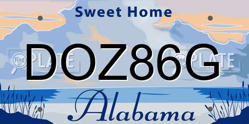 DOZ86G Alabama License Plate