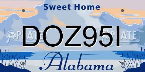 DOZ95I Alabama License Plate