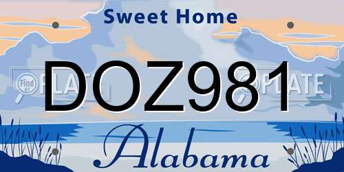 DOZ981 Alabama License Plate