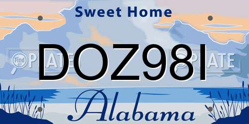 DOZ98I Alabama License Plate