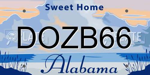 DOZB66 Alabama License Plate