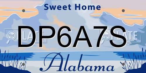 DP6A7S Alabama License Plate