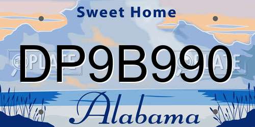 DP9B990 Alabama License Plate