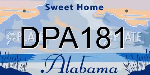 DPA181 Alabama License Plate