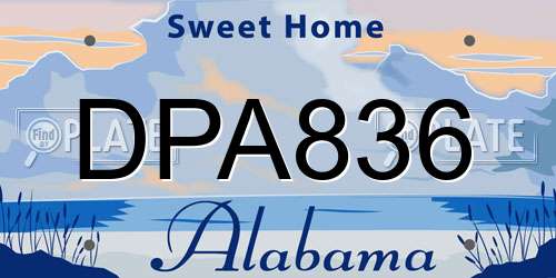 DPA836 Alabama License Plate