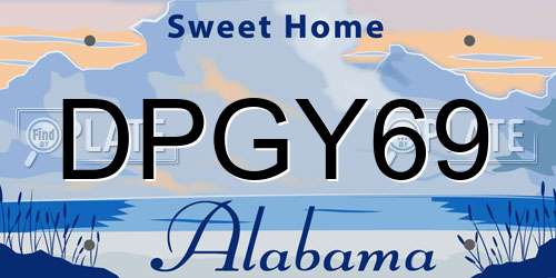 DPGY69 Alabama License Plate