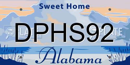 DPHS92 Alabama License Plate