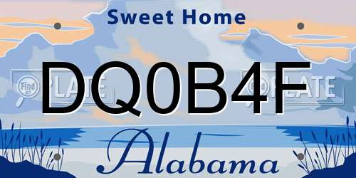 DQ0B4F Alabama License Plate