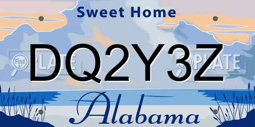 DQ2Y3Z Alabama License Plate