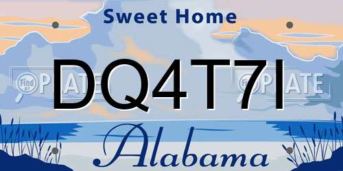 DQ4T7I Alabama License Plate
