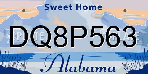 DQ8P563 Alabama License Plate
