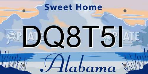 DQ8T5I Alabama License Plate