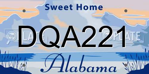 DQA221 Alabama License Plate