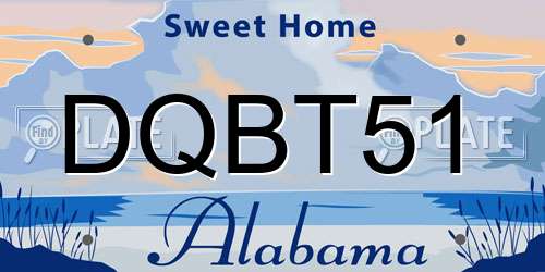 DQBT51 Alabama License Plate