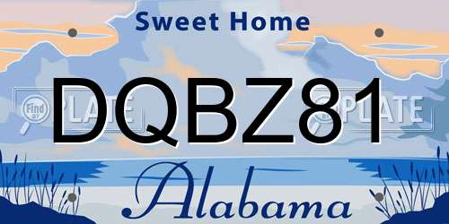 DQBZ81 Alabama License Plate