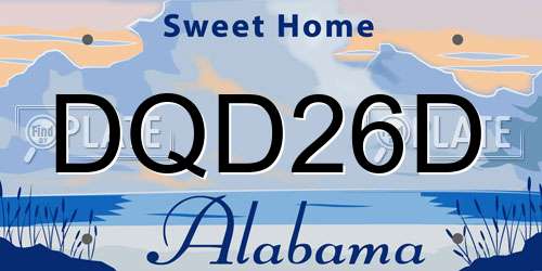 DQD26D Alabama License Plate