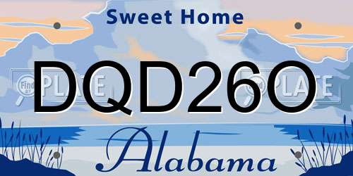 DQD26O Alabama License Plate