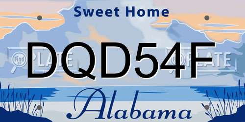 DQD54F Alabama License Plate