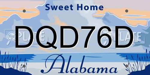 DQD76D Alabama License Plate