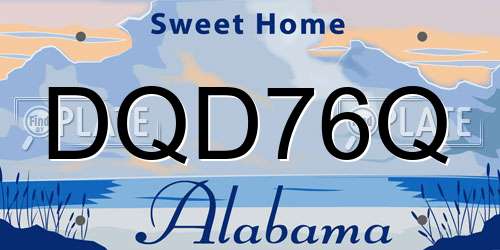 DQD76Q Alabama License Plate
