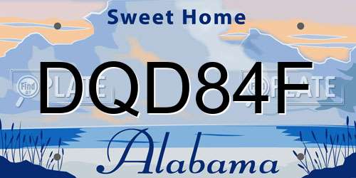 DQD84F Alabama License Plate