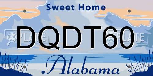 DQDT60 Alabama License Plate