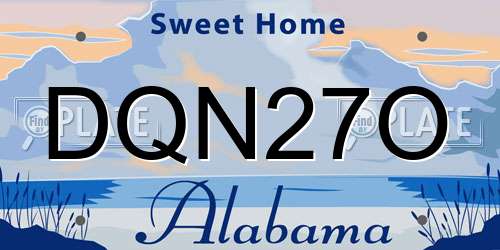 DQN27O Alabama License Plate