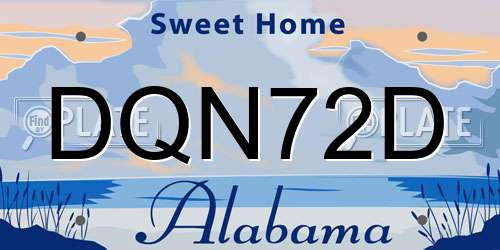 DQN72D Alabama License Plate