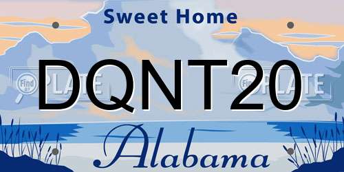 DQNT20 Alabama License Plate