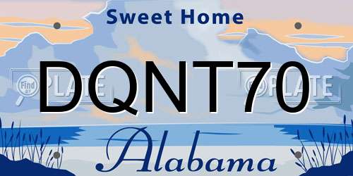 DQNT70 Alabama License Plate